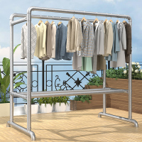 [补贴10%]镀锌钢管晾衣架落地户外室外双杆水管家用阳台挂衣凉衣架收纳晾晒