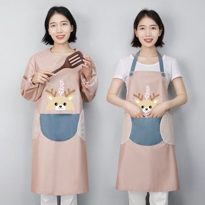 [补贴10%]长袖围裙女家用厨房防水防油餐饮工作服2024新款网红罩衣围腰秋冬