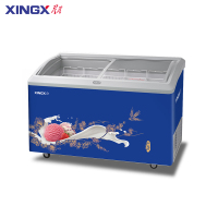 星星（XINGX）519升大容量商用展示柜圆弧透明玻璃门单温冷冻岛柜超市便利店餐饮冰淇淋柜SD-519BY
