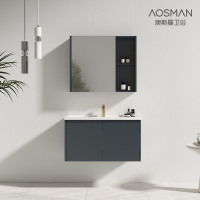 [特价][安装请拍安装包]澳斯曼陶瓷一体盆浴室柜组合洗漱洗手台镜柜卫浴套装0.9米AS16129T-12