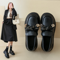 戈佳妮乐福鞋女2023秋季新款女英伦风小皮鞋一脚蹬女鞋小香风ins潮