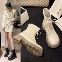 戈佳妮2023秋冬百搭时装靴圆头系带时尚保暖马丁靴女鞋