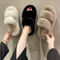 戈佳妮毛毛鞋女外穿2023新款秋冬季时尚外出厚底毛绒茸茸棉拖鞋