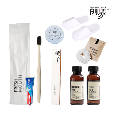 创漾 洗漱套装7件套 牙刷+长条梳 +洗发水+ 沐浴露+香皂+浴帽+拖鞋