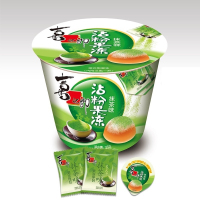 喜之郎抹茶味沾粉桶装果冻135g