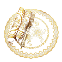 羚翎 LLDZ-05 白底金花 直径16CM PVC杯垫