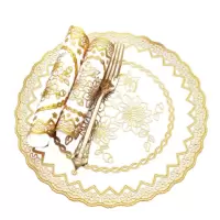 羚翎 LL-D16 直径10CM PVC 杯垫 白底金花