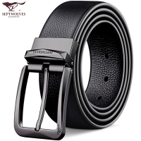 七匹狼皮带男士真皮针扣腰带纯头层牛皮正品高档品牌休闲男式裤带