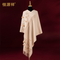 恒源祥春秋纯羊毛围巾女送妈妈款旗袍刺绣2023新款婚礼喜婆婆披肩