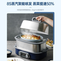 摩飞多功能锅 家用蒸炖锅电蒸锅电炖锅蒸煮锅 可预约12升容量双炖盅 MR1168 蓝色(双层)