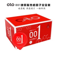 OLO玻尿酸001红色热感0.01避孕套薄套 女用快感套套成人夫妻用品一盒