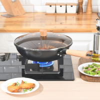 康巴赫中华老铁锅炒锅无涂层铁锅 带盖有耳34cm(3只装)