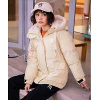 [可扫码识别]MLB 男女同款中长款羽绒服仿羊羔绒帽里外套时尚百搭休闲冬季