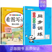 看图写话+生字组词 二年级下 [正版]新版小学二年级上册下册语文专项训练全套人教版看图说话写话阅读理解看拼音写词语生字组