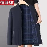 恒源祥爸爸装外套春秋季男士立领休闲宽松上衣中老年人商务夹克衫
