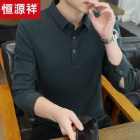 恒源祥新款春秋季德绒t恤男长袖纯色双面绒POLO衫商务休闲爸爸装