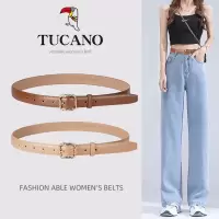 啄木鸟皮带女士2025新款真皮覆古时尚百搭牛皮针扣配牛仔裤腰带纯