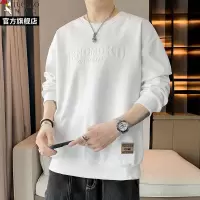 啄木鸟2025新款春秋圆领厚棉T男士宽松休闲长袖外套无帽套头上衣服