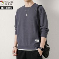 啄木鸟2025春假两件圆领长袖卫衣男士秋季新款t恤大码打底衫上衣