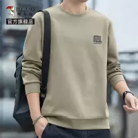 啄木鸟官方男士厚T恤秋季2025新款咖色重磅宽松潮流圆领套头衫男YB