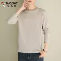 啄木鸟长袖t恤男纯棉秋季2025新款宽松圆领休闲百搭打底衫卫衣服