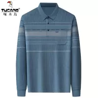 啄木鸟2025春秋季长袖T恤翻领带口袋男士中老年爸爸装上衣polo衫