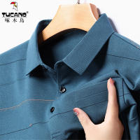 啄木鸟中年男士T恤长袖爸爸春装打底衫春秋季中老年人上衣polo衫