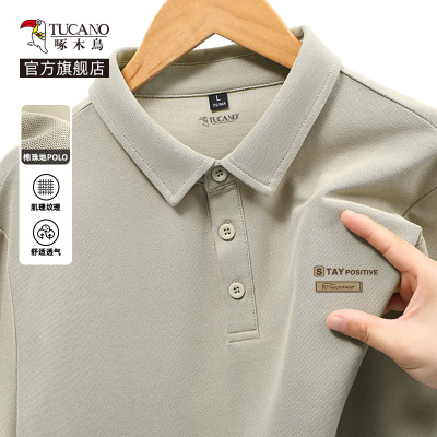 啄木鸟官方商务休闲polo衫男长袖秋季上班通勤男士翻领衬衫T恤YB