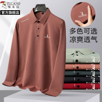 啄木鸟官方旗舰店长袖t恤男爸爸2025新款春装冰丝polo衫中年上衣