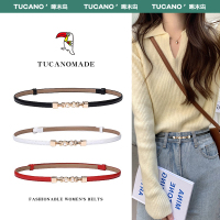 啄木鸟皮带女士2025新款配连衣裙子真皮装饰牛皮裤腰带设计感小众