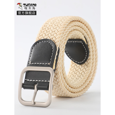 啄木鸟编织帆布女学生腰带装饰牛仔裤万能男裤腰带军训男腰带女潮