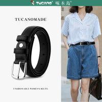 啄木鸟皮带女士2025新款时尚休闲百搭针扣配牛仔裤腰带设计感小众