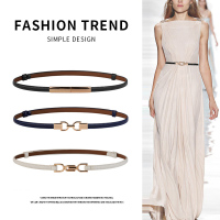 啄木鸟皮带女士2025新款牛皮装饰配裙子连衣裙收腰真皮裤腰带细款