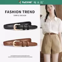 啄木鸟女士皮带2025新款真皮黑色配西装裤腰带装饰配牛仔裤百搭