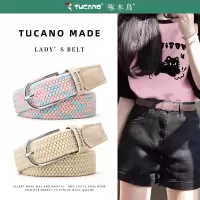 啄木鸟皮带女士2025新款帆布编织松紧弹力针扣学生懒人牛仔裤腰带