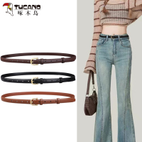 啄木鸟皮带女士针扣装饰腰带配连衣裙设计感小众高级感裤带细韩版