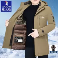 啄木鸟男士羽绒服2024冬季新款可拆卸内胆加厚保暖外套鹅绒爸爸装