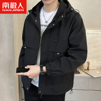 南极人男士外套春秋季2023新款潮流连帽防水男装上衣服工装夹克男