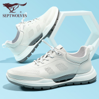 七匹狼男鞋2023年新款白色单鞋秋季透气运动鞋百搭真皮男士休闲鞋