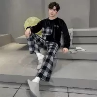 睡衣男秋冬季珊瑚绒加厚保暖男士卡通可爱法兰绒家居服冬天套装