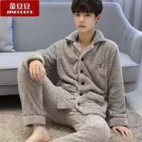绒睡衣男秋冬韩版加厚加绒男士珊瑚绒冬天保暖套装长袖家居服