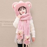 儿童帽子冬季三件套加绒手套超厚男女童冬天保暖帽子围巾一体