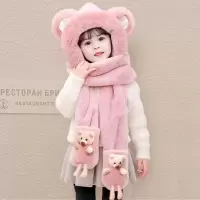 儿童帽子冬季三件套加绒手套超厚男女童冬天保暖帽子围巾一体