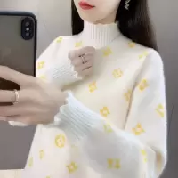 加厚半高领女士秋冬季新款学院风宽松洋气针织打底衫毛衣