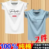 夏季棉男士短袖T恤大码半袖短T中青年运动汗衫男ins1/2件