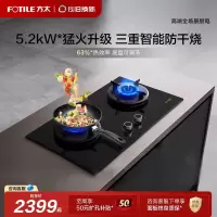 方太(FOTILE)燃气灶 新升级防干烧家用灶具5.2kW+5.0kW天然气可调节底盘烟灶联动双眼灶THK21B 智能防