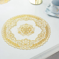 鲸轩 JX-BD005 φ10CM 12片/套 PVC杯垫(计价单位:套)白底金花
