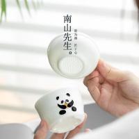 南山先生熊猫茶滤陶瓷家用茶叶过滤器可爱卡通滤茶器功夫茶具配件