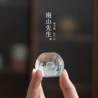 南山先生熊猫创意水晶玻璃盖置家用茶壶茶道小摆件盖碗茶台盖托