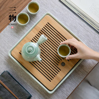 南山先生松青釉茶盘家用2022新款小型日式茶杯沥水托盘干泡台陶瓷茶具